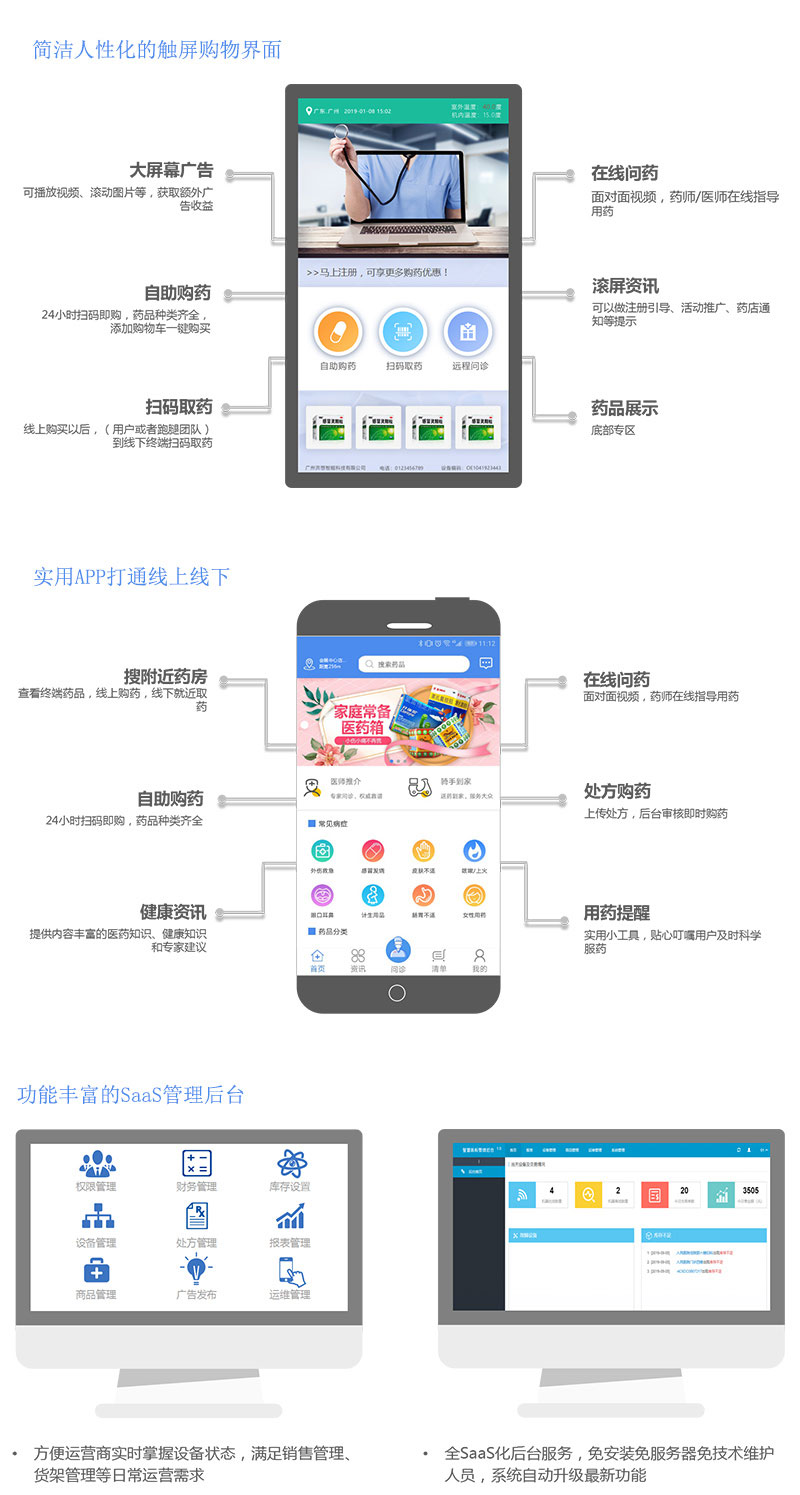 軟件優(yōu)勢-人性化的購物界面 實用APP打通線上線下 功能豐富的SaaS管理后臺-廣州奔想智能科技有限公司