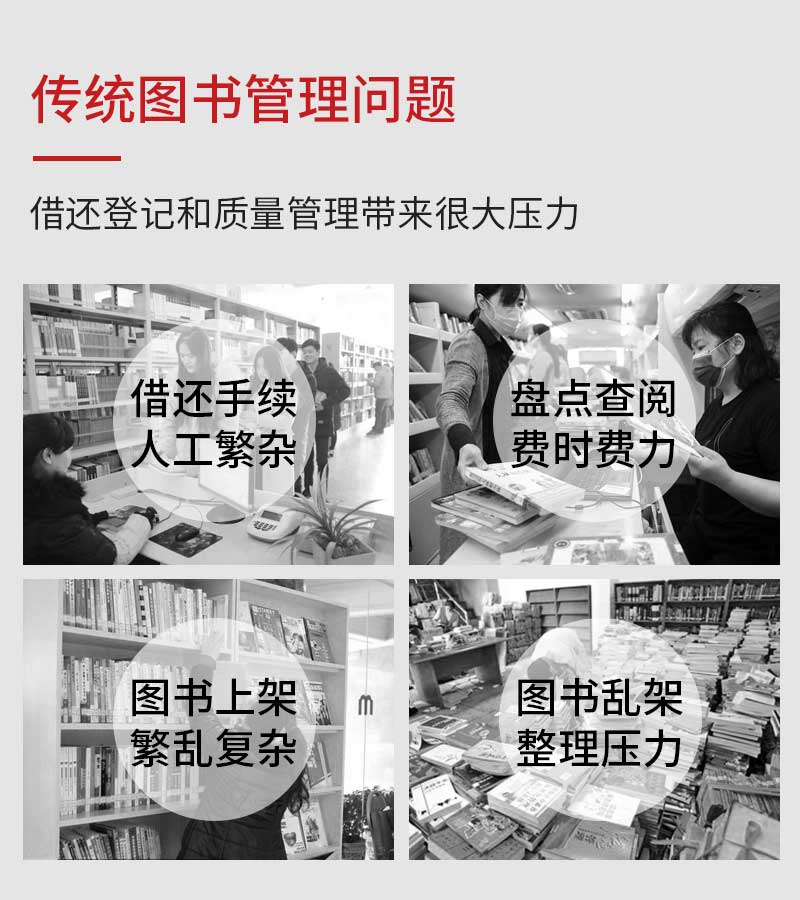 應(yīng)用背景-傳統(tǒng)圖書管理問題-廣州奔想智能科技有限公司