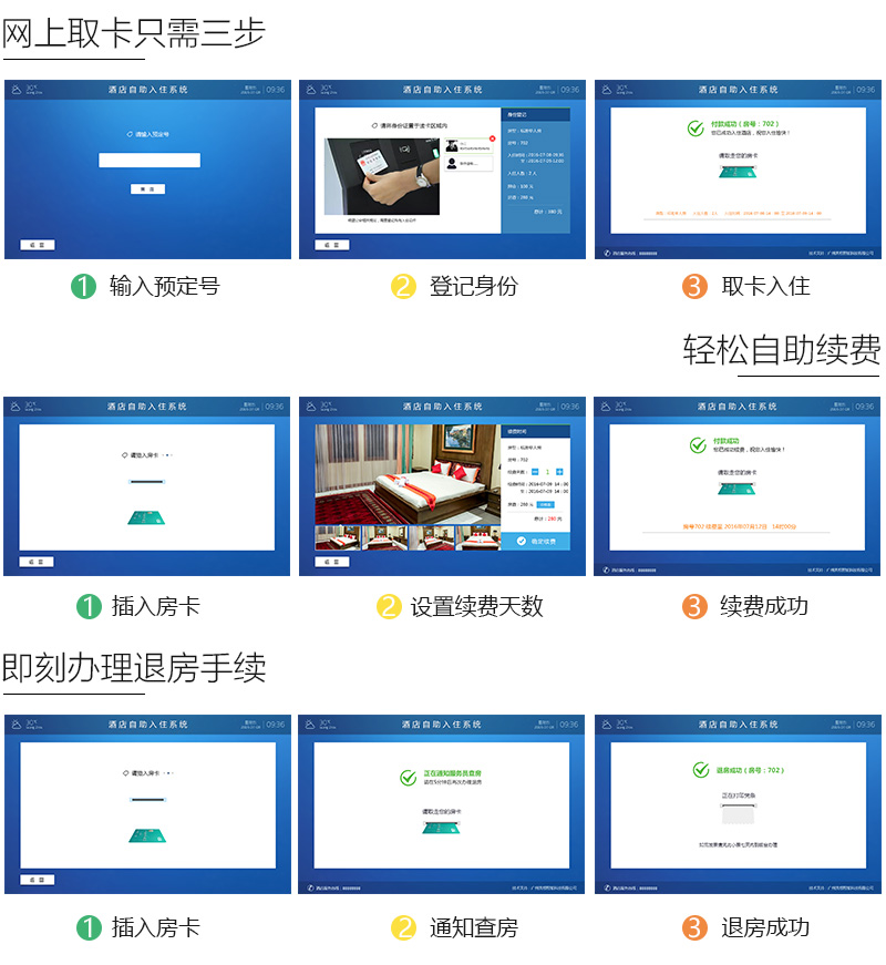 自助取卡、輕松續(xù)費、退房辦理操作-廣州奔想智能科技有限公司